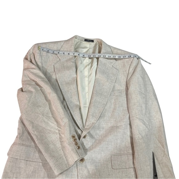 David Taylor Men Beige 100% Linen 2 Button Suit Jacket Sz 40R Sports Coat Pocket - Picture 13 of 14